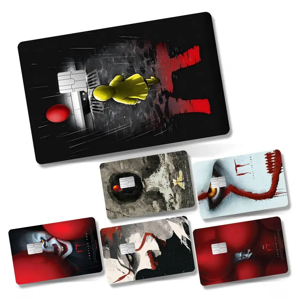 Horror Film It Pennywise Clown Anime Cartoon 1 Set Of 4 Pcs Bear Skin Sticker Film Tape Case For Big Credit Debit Card Front