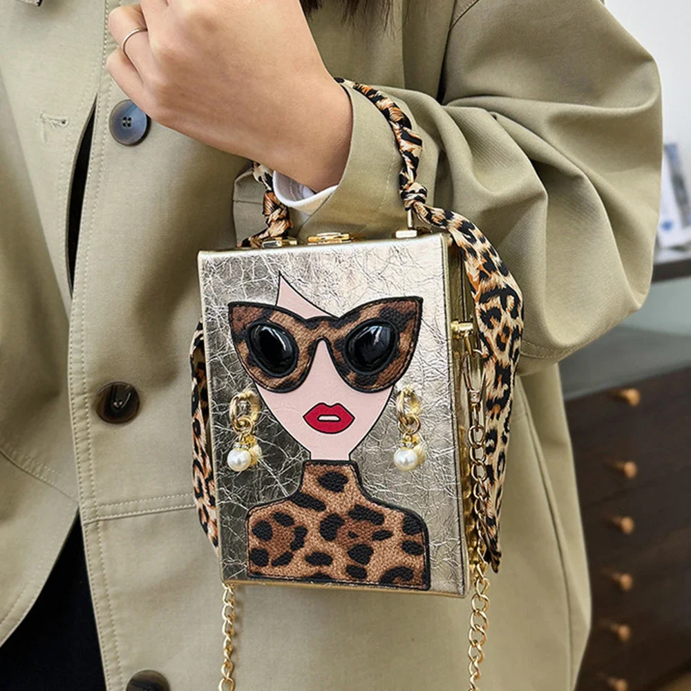 Candy Color Girls Printed  Handbags Funny Purses for Women Designer Bag Leopard Box Bags for Women 2025 Evening Bag Clutch Lady