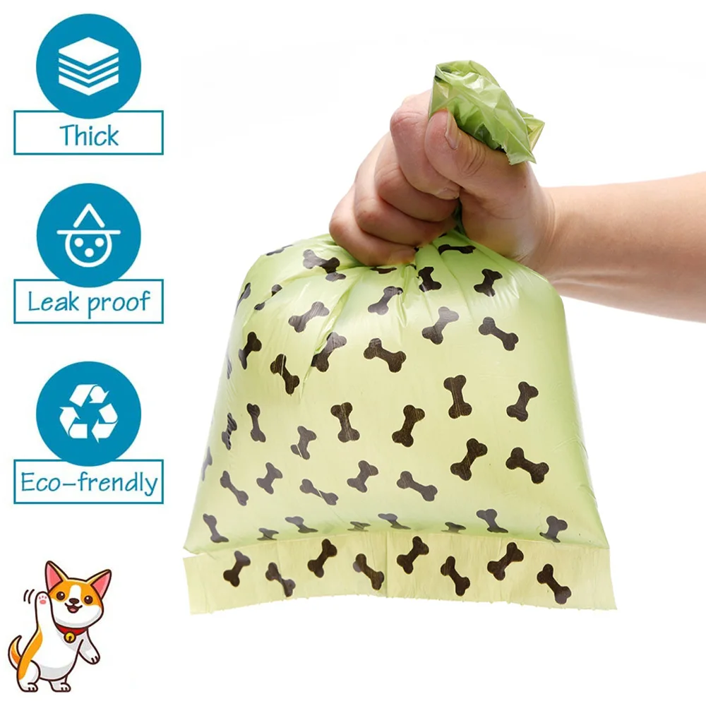 4 rolls Cleaning Outdoors Biodegradable Pet Fecal Collect Bag Pet Pooper Bags Pet 18 Bags/Roll Dog Kitten Pet Poop Garbage Bag