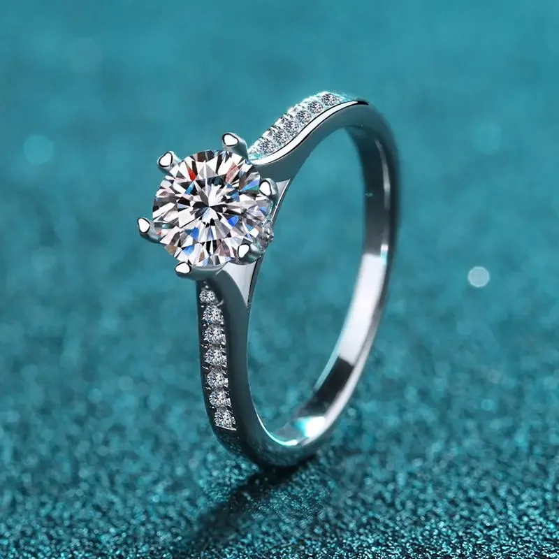 

Sterling Silver Plated PT950 Female Ring Moissanite Ring Source Ring S925 Silver Jewelry Simple Design