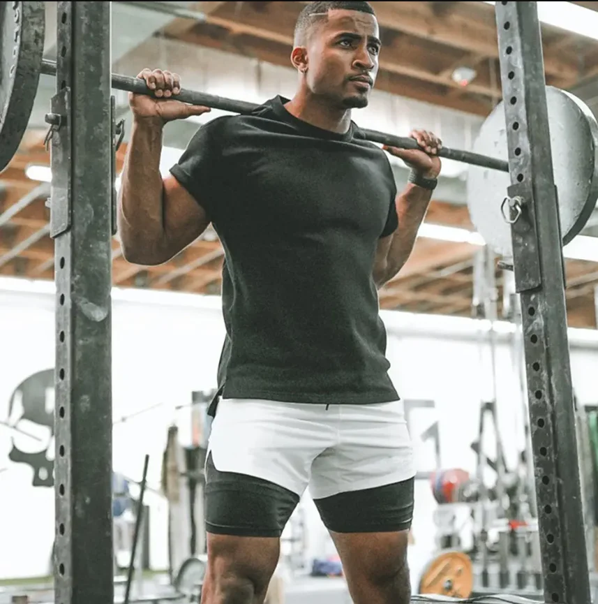 New Men Running Shorts Gym Sports Shorts 2 In 1 Quick Dry Workout Training Gym Fitness Jogging Short Pants Summer Male Short ﻿