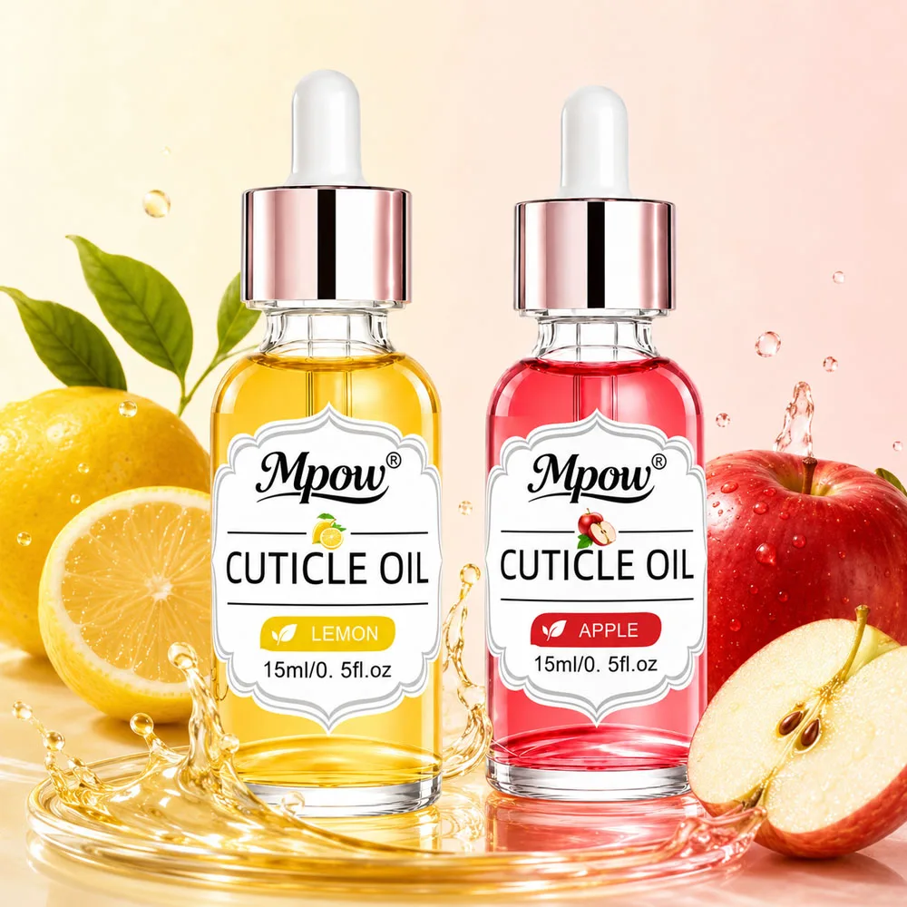 Mpow 1/2 Pcs 15ml Cuticle Oil with Glass Dropper Moisturizing Oil for Dry Cuticle & Fragile Nails Nail Care Manicure Tool