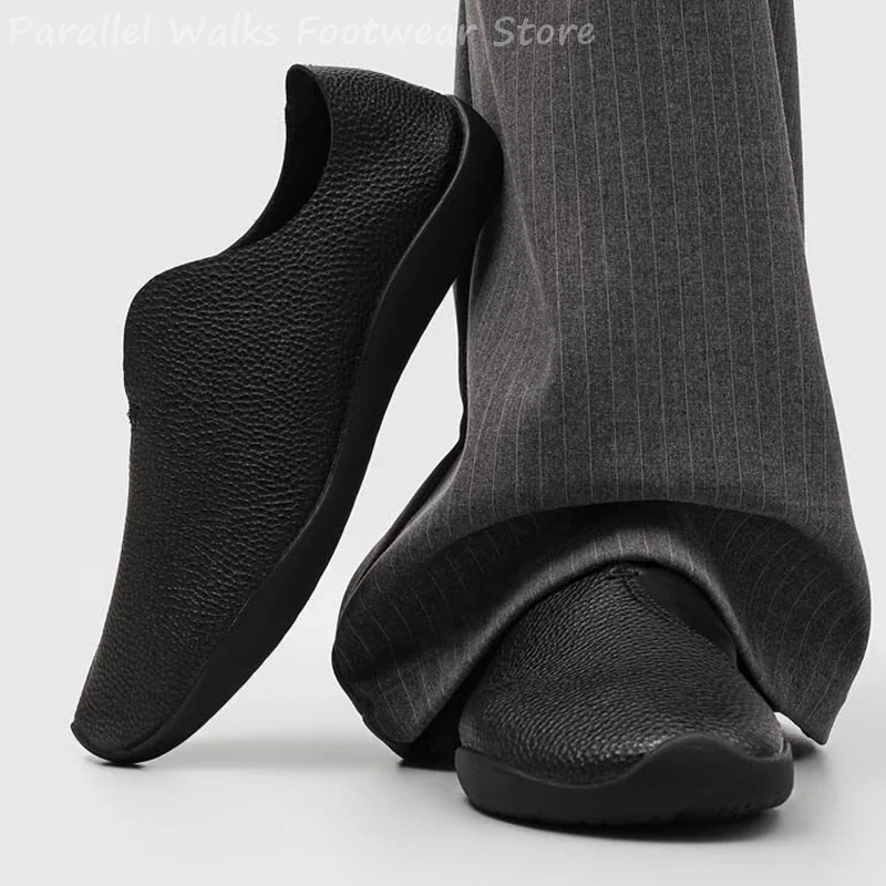 Mens Barefoot Shoes Wide Toe Box Soft Leather Casual Slip On Loafers Lightweight Flexible Driving Moccasin Minimalist Flat Shoe