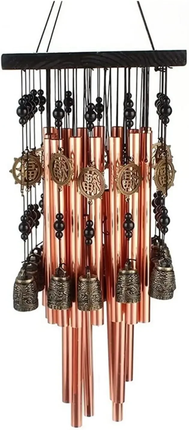 Outdoor Inner Wind Chime Metal Tube with Large Copper Bell Windshield for Patio Garden Terrace Decoration