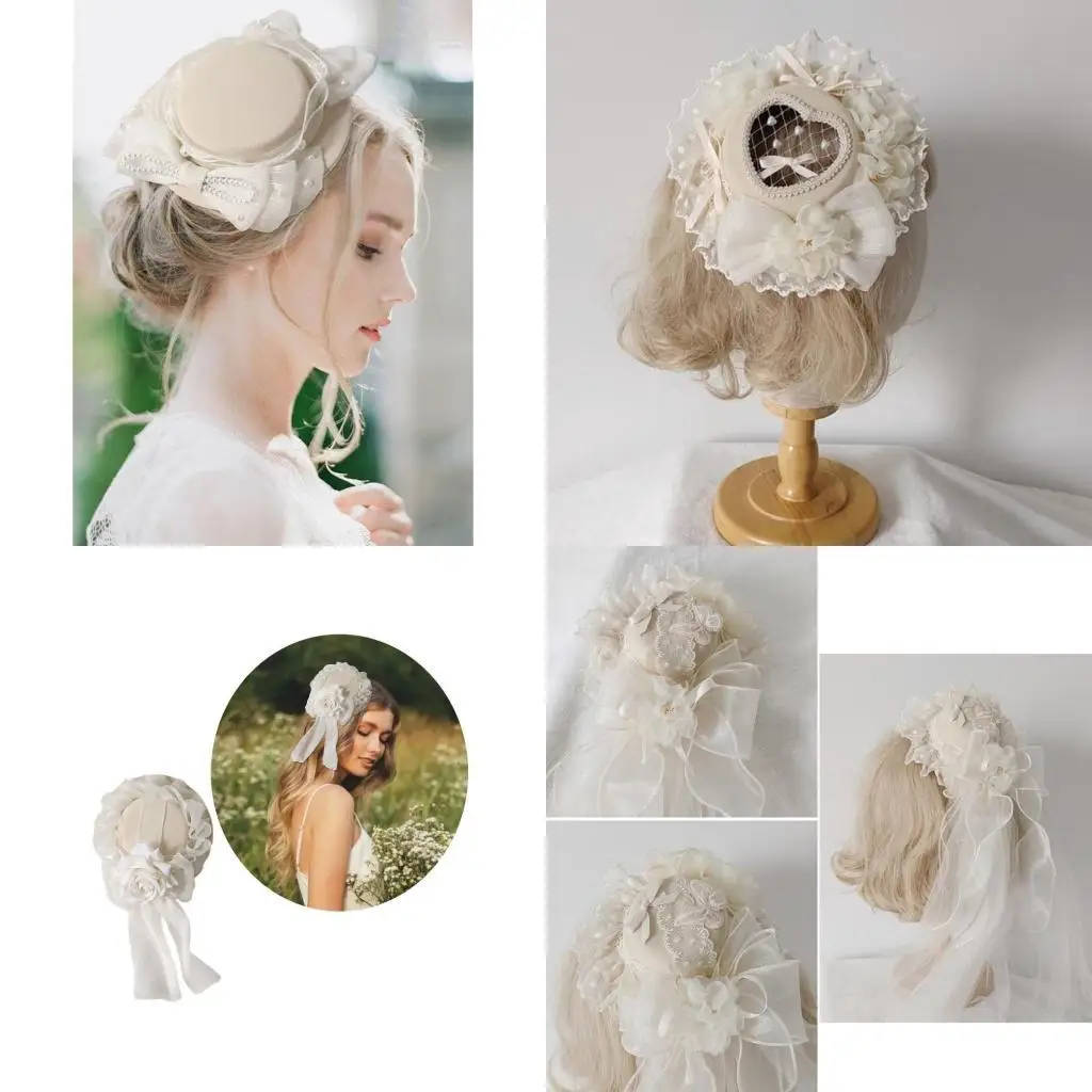 

652f кружевная шляпа шляпа шляпа для волос тематическая вечеринка, зачатия волос, ролевой ролевой