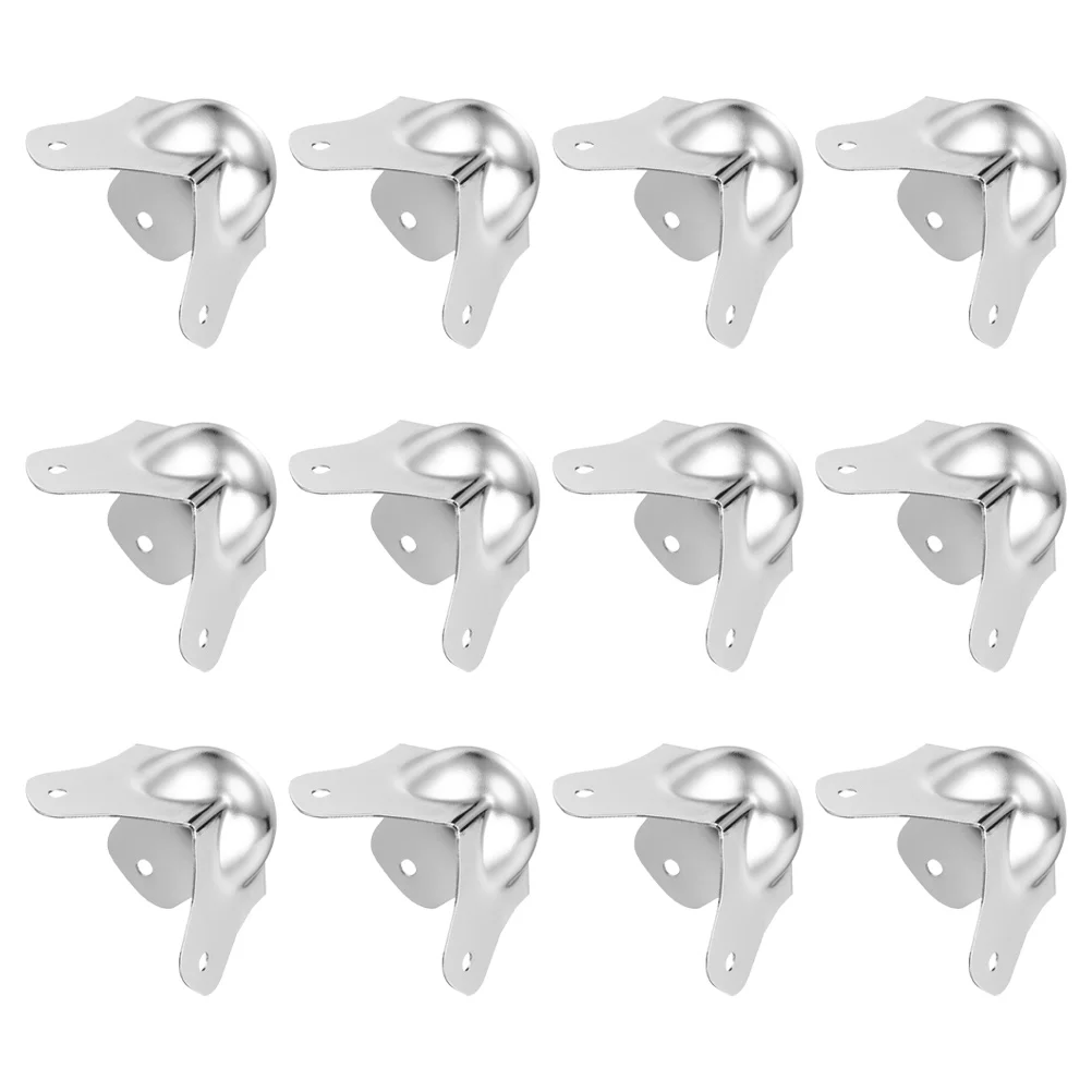 

12 Pcs Ball Corner Protectors Metal Edge Guards for Furniture Flight Box Hardware Right Angle Silver Child Safety