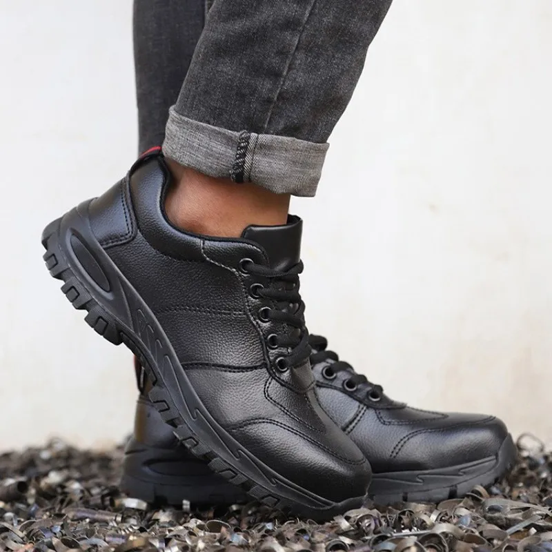 Waterproof Safety Shoes Men Steel Toe Work Boots  Anti-smash Puncture-Proof Leather Shoes Protective Boots Indestructible Shoes