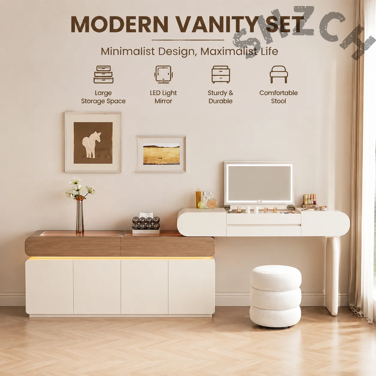 Dress Storage Cabinet Makeup Vanities Living Room Bedroom Table Desk Armable Dressing Bedside Tocador Con Espejo Home Furniture