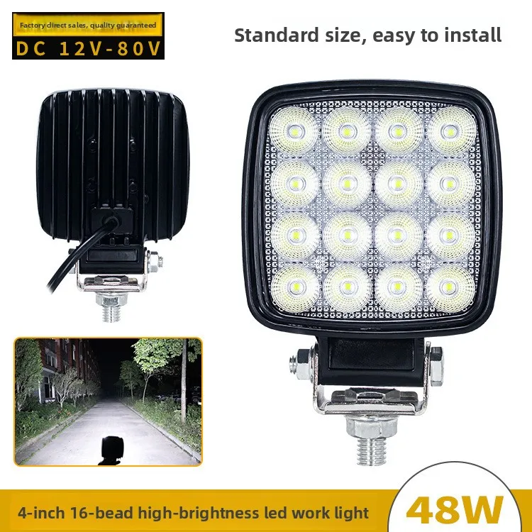 16-LED Work Light Aluminum Housing for Excavator Forklift Loader Construction Machinery Super Bright Offroad