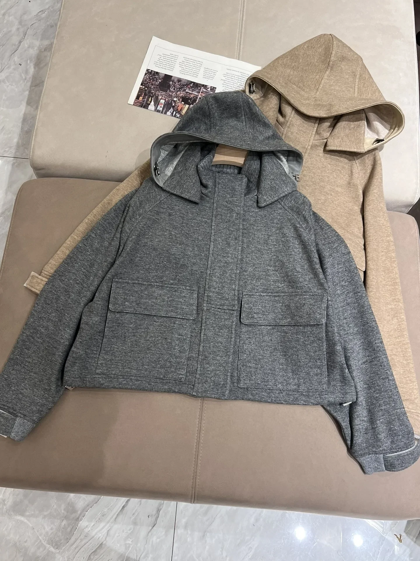 Women's Hooded Jacket Autumn L*P Single Breasted Long-Sleeve Loose Female Short Coat