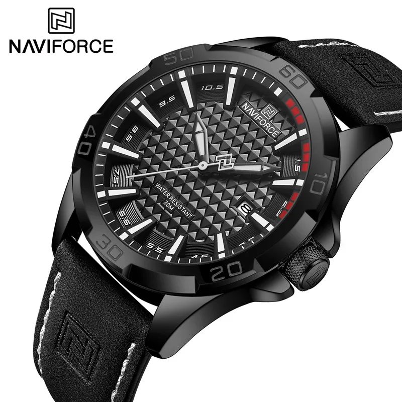 

NAVIFORCE Brand Men Fashion Quartz Watches Male Leather Strap Sport Waterproof Wristwatches CalendarClock Relogio Masculino