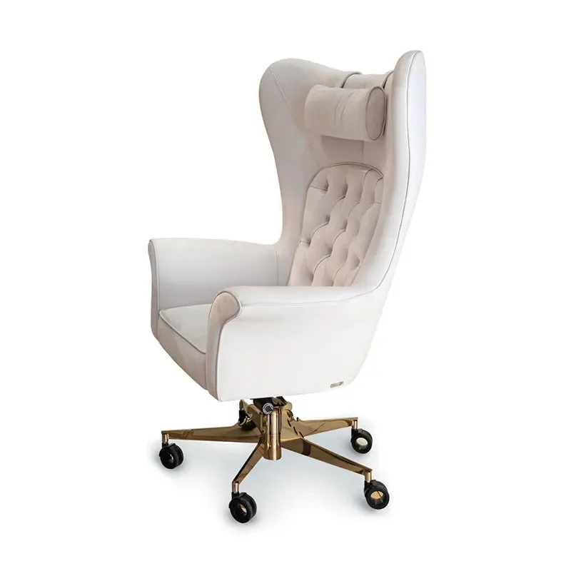 Top luxury office furniture ceo/boss/ Manager Rotary lift adjustable Genuine  leather white armrest office chair