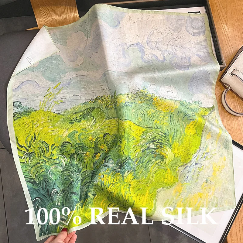 

100% натуральный шелковый шарф для женщин, бандана, платок на голову, шарфы из чистого шелка, шали, шейные платки, модные шарфы-банданы, пончо