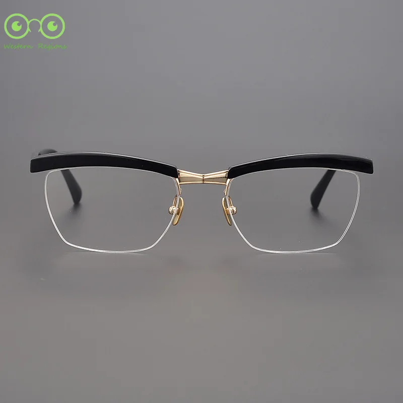 

European and American high-quality business handmade men's glasses frame female celebrities same black acetic acid eye stand