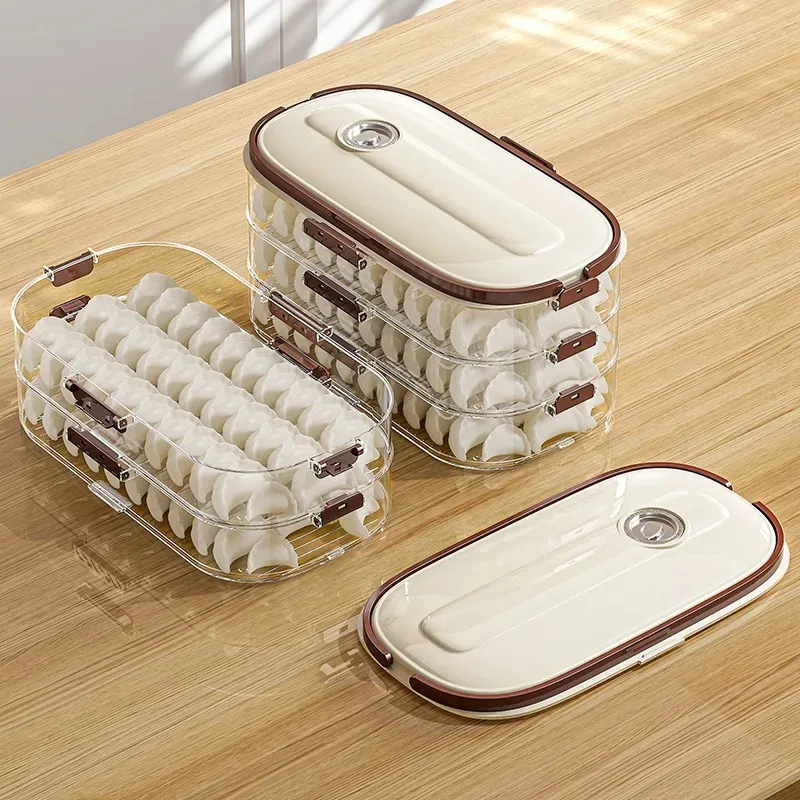 Food Ade Kitchen Frie Door Dumpling Box Fren Preservation Freezing Storage Box Narrow  Special Use Dumpling Conta