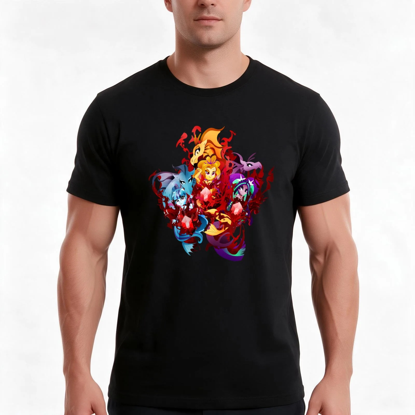The Dazzlings T-Shirt, Summer Casual Cotton Tee, Oversized Streetwear Tops, Vintage Graphic Print, Loose Fit Short Sleeve