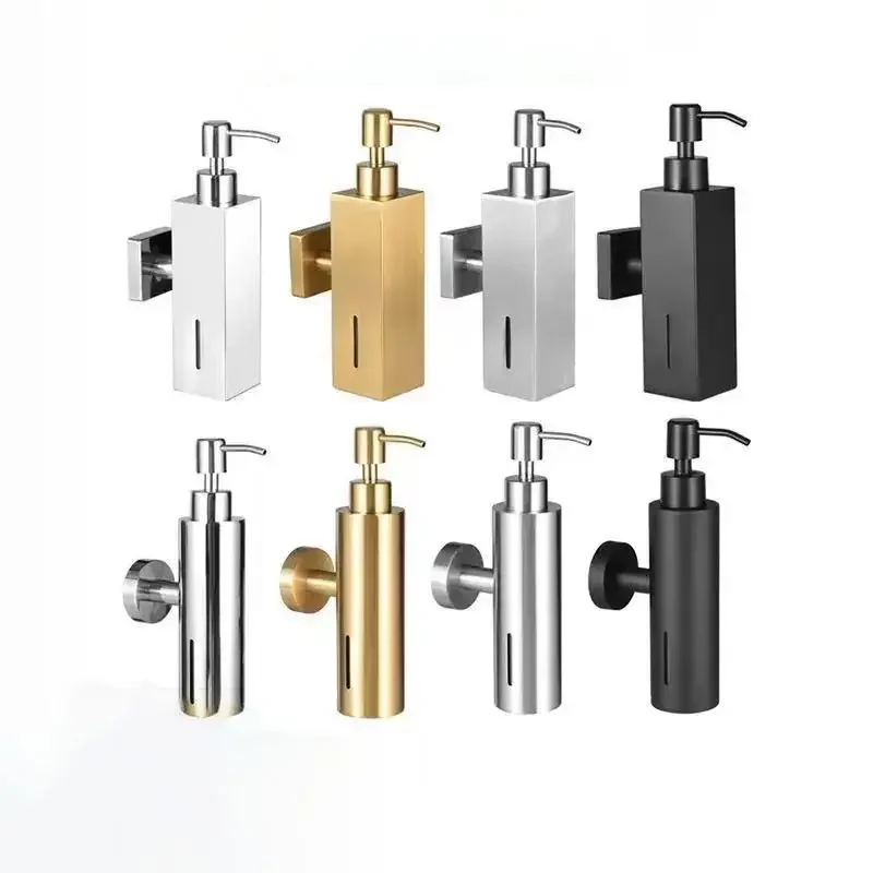 

Hotel Bathroom 250ML Brushed Stainless Steel Manual Soap Dispenser Wall Mounted Golden Black Square Round Design