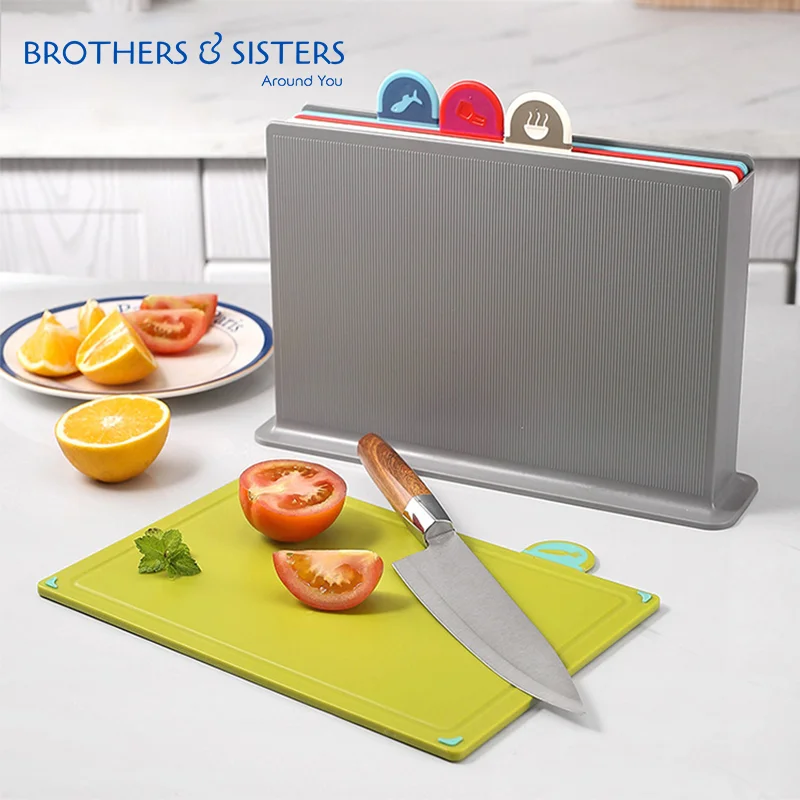 4-Piece Multi-functional Plastic Cutting Board Kitchen Household Double-Sided Cutting Board Function Chopping Board Set