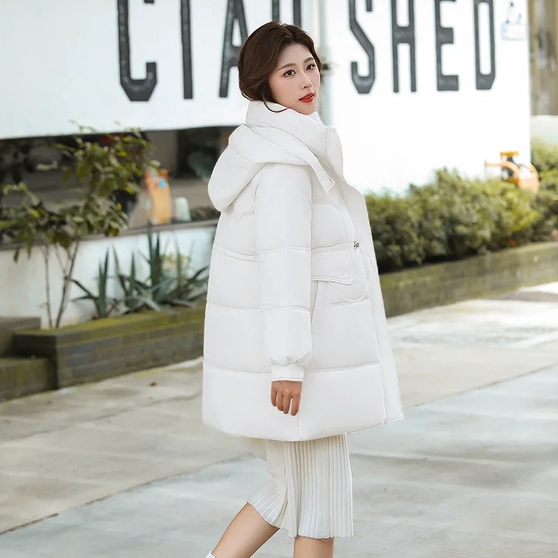 PinkyIsBlack New 2025 Winter Women's Cotton Padded Jacket Coat Mid-length Hooded All-match Thick Loose Winter Clothes Parkas