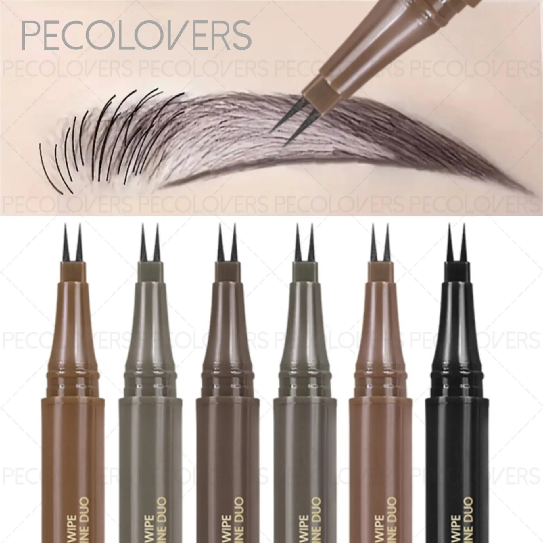 Penna per sopracciglia a doppia forchetta, Impermeabile, Resistente al sudore, Leggerezza, Trucco per occhi, Crema per sopracciglia, Regolare la forma delle sopracciglia, Trucco duraturo