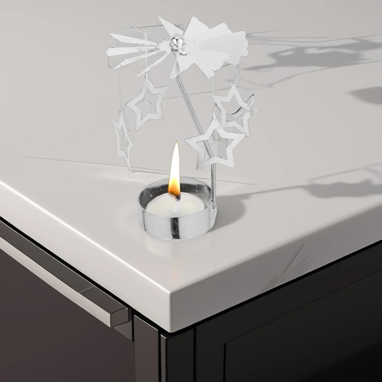 

Rotating Holder Stainless Steel Iron Five Pointed Star Stand Tabletop Decor for Home Living Room Wedding Gathering