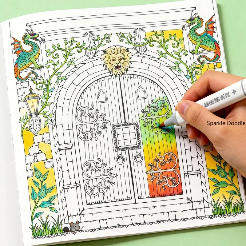 A Healing Fantasy Jungle Coloring and Tracing Book, Themed Around The Dream Forest, Line Drawing and Copying Brochure, 40 Pages