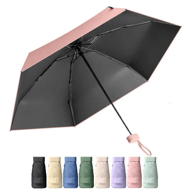 Mini Sun UV Umbrella Small Pocket 6 Ribs Rain Umbrella Vinyl Folding UV Ultraviolet Protection Sun Shade Pocket Parasol Capsule