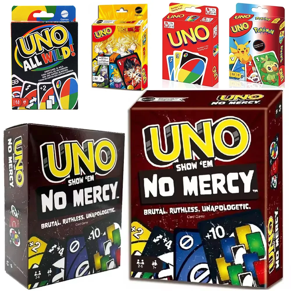 UNO NO MERCY Matching Card Game Pokemon Uno TEAMS Mario Multiplayer Family Party Boardgame Funny Friends Entertainment Poker ﻿