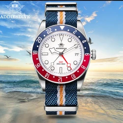 ADDIESDIVE Luminous Quartz Watches for Men Bubble Mirror Glass 200m Waterproof Diving Watch Business Sports Calendar Wristwatch