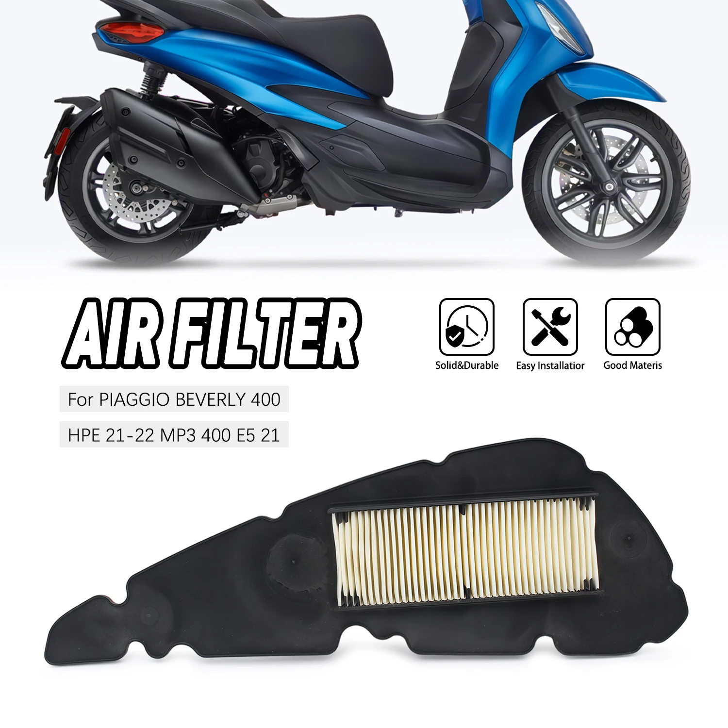 

Air Filter Element reliable Replacement Motorcycle Accessories For PIAGGIO BEVERLY 400 HPE 2021-2022 MP3 400 E5 2021