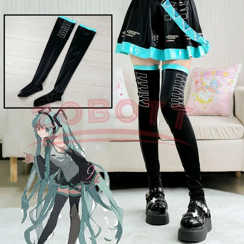 Miku сексуальные колготки с принтом аниме, чулки для косплея, носки до бедра Miku для ролевых игр, короткие носки будущего Vocaloid для мужчин и женщин