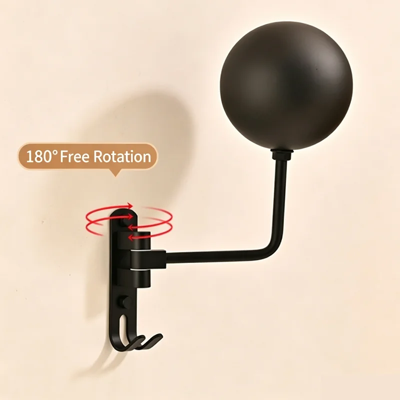 Wall Mount Motorcycle Helmet Rack Rotatable Holder with Hooks for Coats Caps Bike Accessories 180° Rotation Helmet Hanger