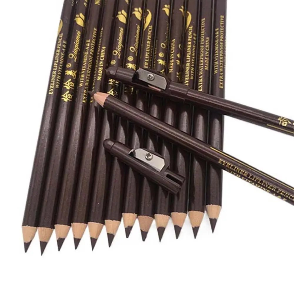 3 Pçs/set Lápis de Sobrancelha À Prova D' Água com Tampa Apontador Marrom Preto Caneta de Sobrancelha Não Florescendo Maquiagem Sobrancelha Potenciador Viagem