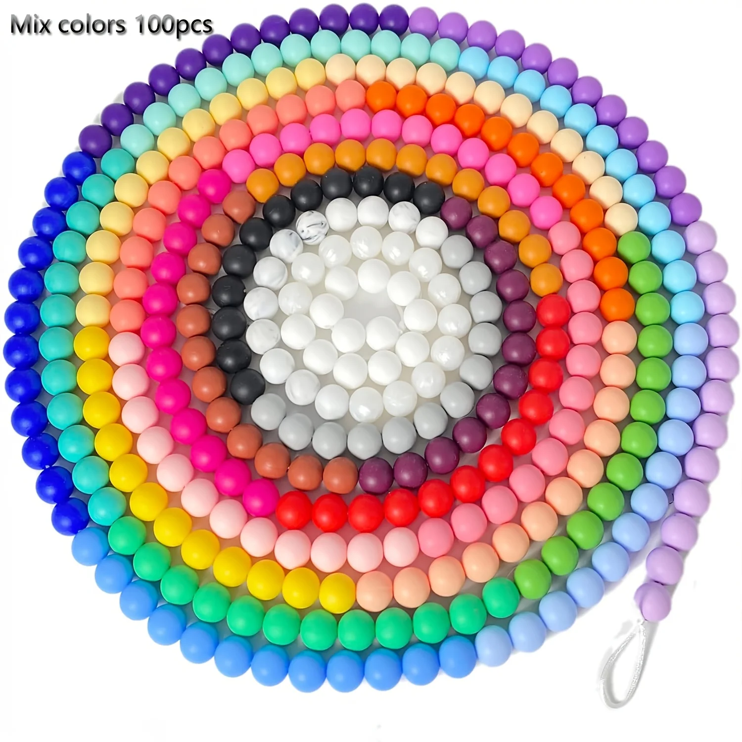 

100 разноцветных силиконовых бусин, силиконовых бусин 15 мм для брелоков, объемных силиконовых бусин для ручек и круглых силиконовых бусин с фокусом f
