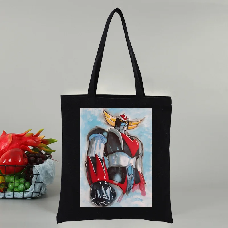 Manga Goldorak Ufo Robo Anime Mazinger Grendizer  Canvas Bag Shopper Bag Women Bags Black Classic Vintage Shoulder Bag