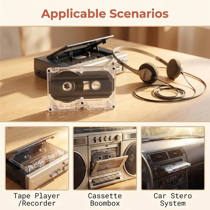 A53M-3 Pack Blank Cassette Tapes 60 Minutes Clear Audio Recording Tape For Music, Voice, Lectures, Archiving
