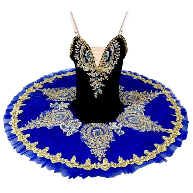 Falda tutú de Ballet azul para niños, disfraz de lago de los cisnes, trajes de danza del vientre para niños, vestido de actuación en escenario