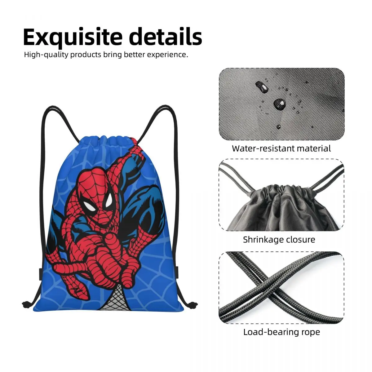 Custom Spider Superhero Drawstring Bag Men Women Foldable Gym Sports Sackpack Shopping Backpacks