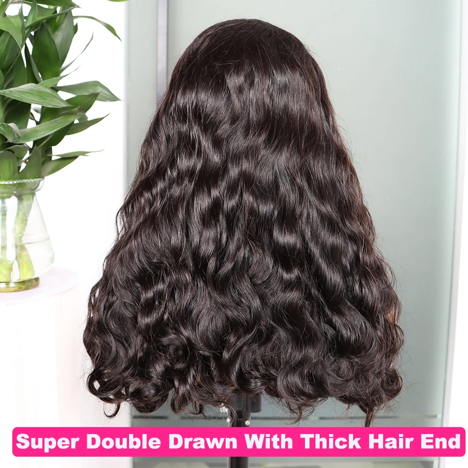 Yiwigs 250% Dichtheid Water Wave Super Dubbel Getrokken Vietnamese 100% Ruwe Menselijk Haar Pruiken Krullend 4x4 Vetersluiting pruik Voor Vrouwen