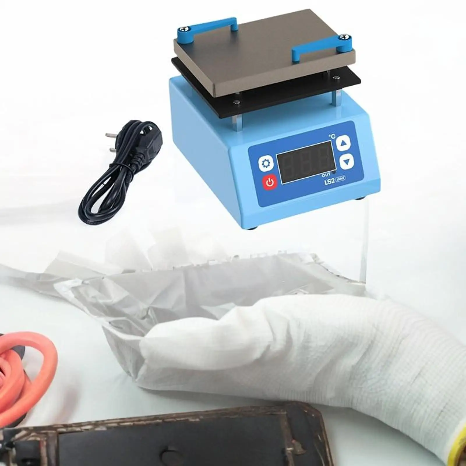 لوحة التدفئة الكهربائية لصيانة الهاتف الاتحاد الأوروبي 220 فولت التوصيل متعددة الأغراض قوي المضادة للانزلاق قدم 160 واط 3.9x4.7x4 بوصة المدى 0-260 ° ج