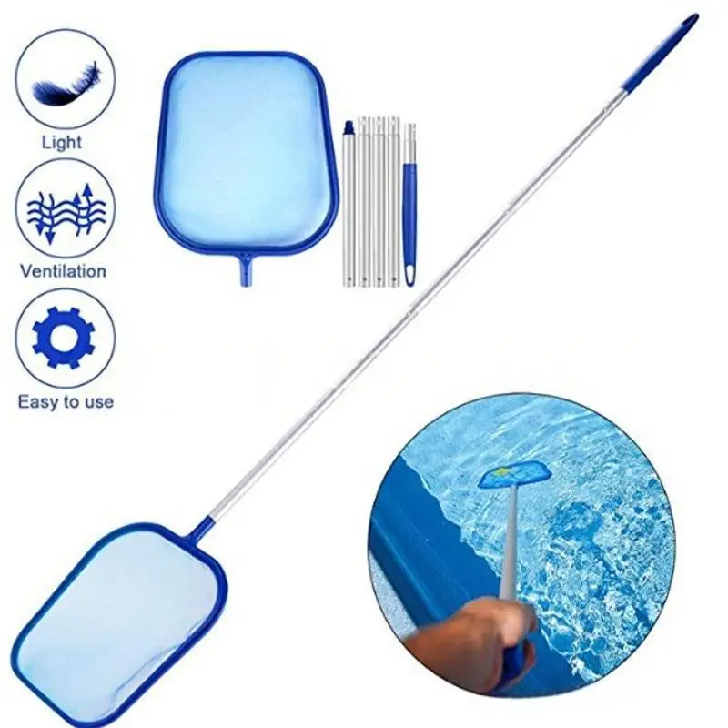 Pool Cleaning Leaf Skimmer Fine Mesh Net with 5 Detachable Sections Suitable for Home Garden Swimming Pool Pond Maintenance
