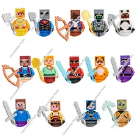 Hot Toys My World Building Blocks Cartoon Steve Craftes Characters Figures Assemble Toys Green Pixel Creeper Bricks Hero Toy