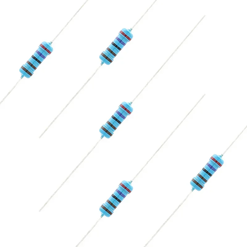 50pcs Metal Film Resistor 0.5 Watt Resistors 1/2W 1% 1R~510R ohms-1R 2R 3R 5R1 7R5 51R 910R 2K7 15K 27K 30K 36K 47K 51K 62K 82K