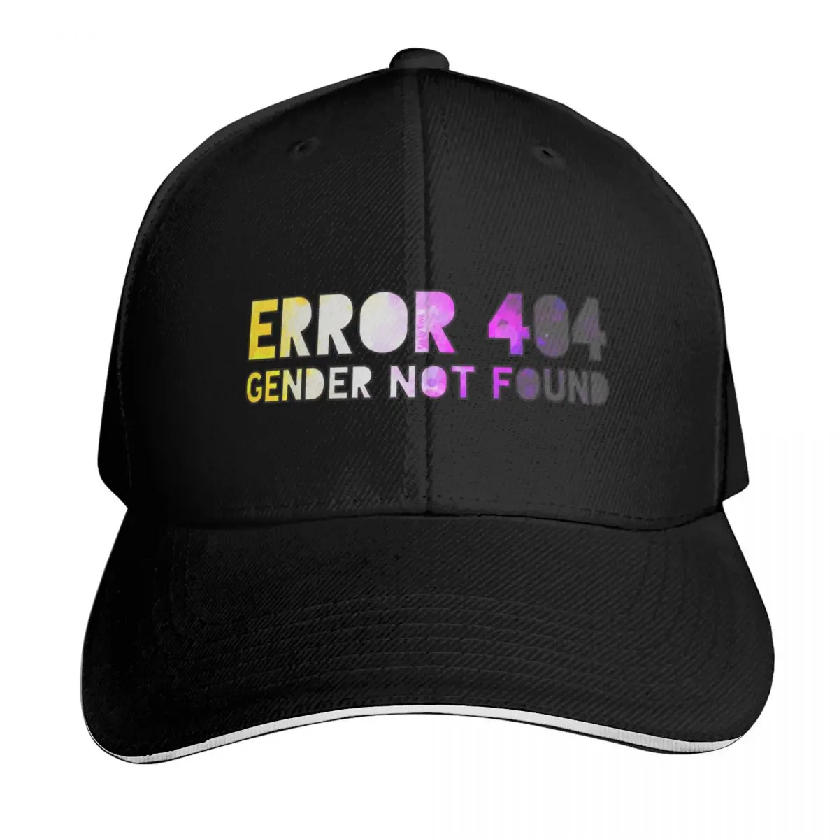 Error 404 - Gender Not Found Enby/Black Baseball Cap Sun Protection UPF 50+ Breathable Mesh Back Adjustable Buckle Closure