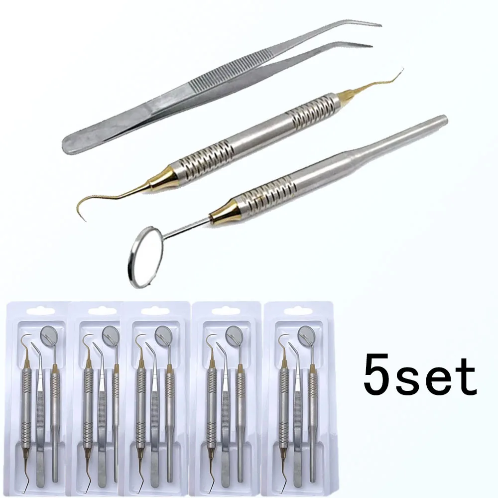 1/5 zestaw Dental usta lustro pęseta krzywa sonda pęseta instrumenty stomatologiczne ze stali nierdzewnej dentysta narzędzie do czyszczenia zębów