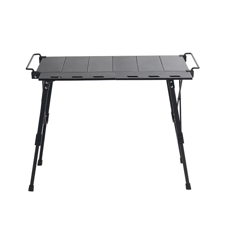 Lightweight Folding Camp Table Outdoor Kitchen Table with Storage Compartment Height Adjustable for Backyard Camping