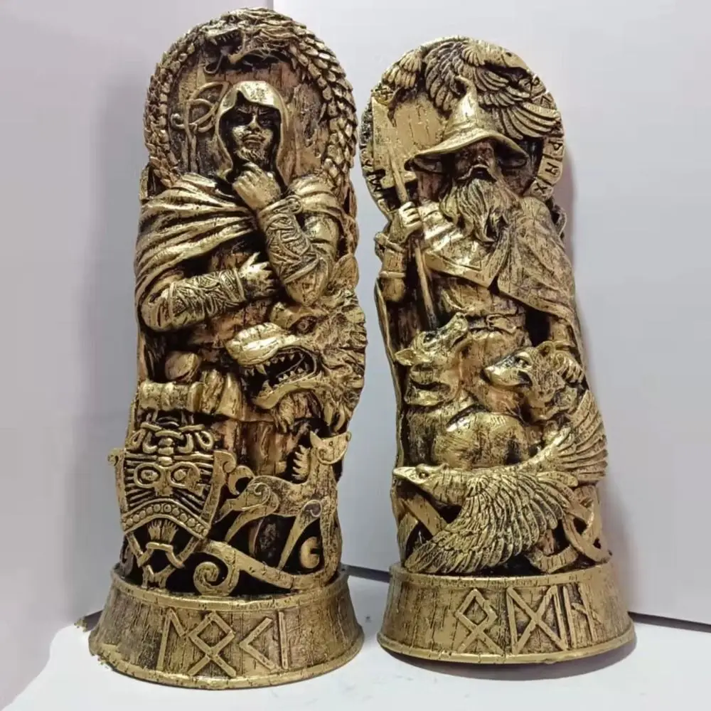 Retro Nordic Gods Sculpture Carving Mythical Freya Statue Collectible Resin Crafts Viking Gods Ornaments
