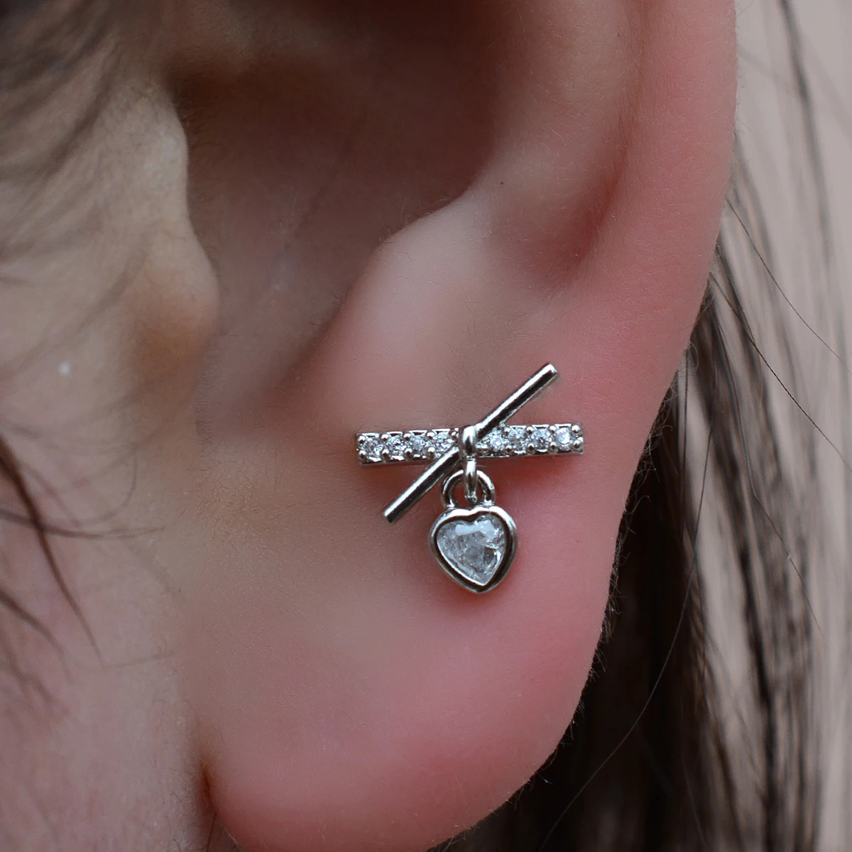 1 adet moda paslanmaz çelik CZ - Tragus Flat Back incelemesi ve fiyatı