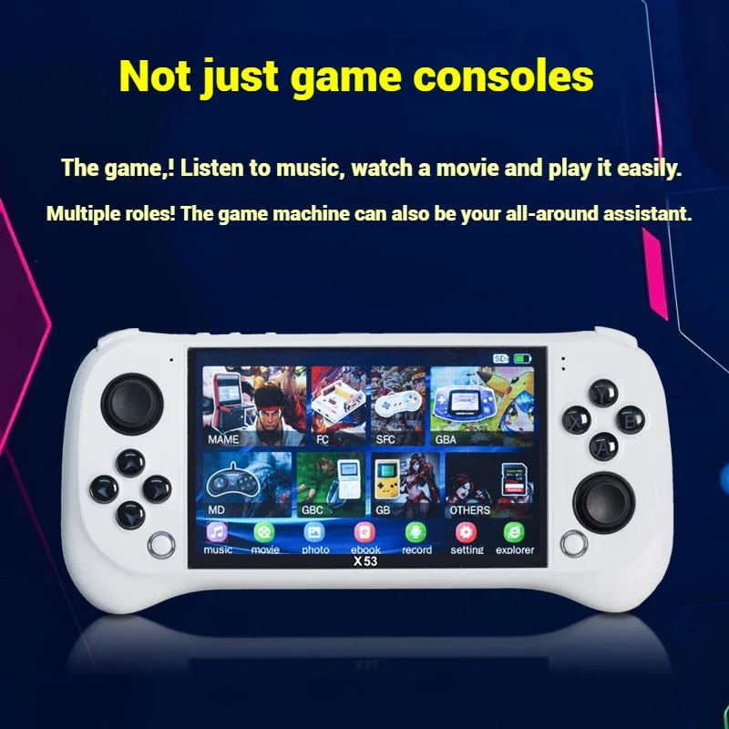 Consola de juegos para niños X53 consola de juegos portátil HD pantalla grande de 5,1 pulgadas música Retro reproducción de vídeo reloj TV leer libros electrónicos
