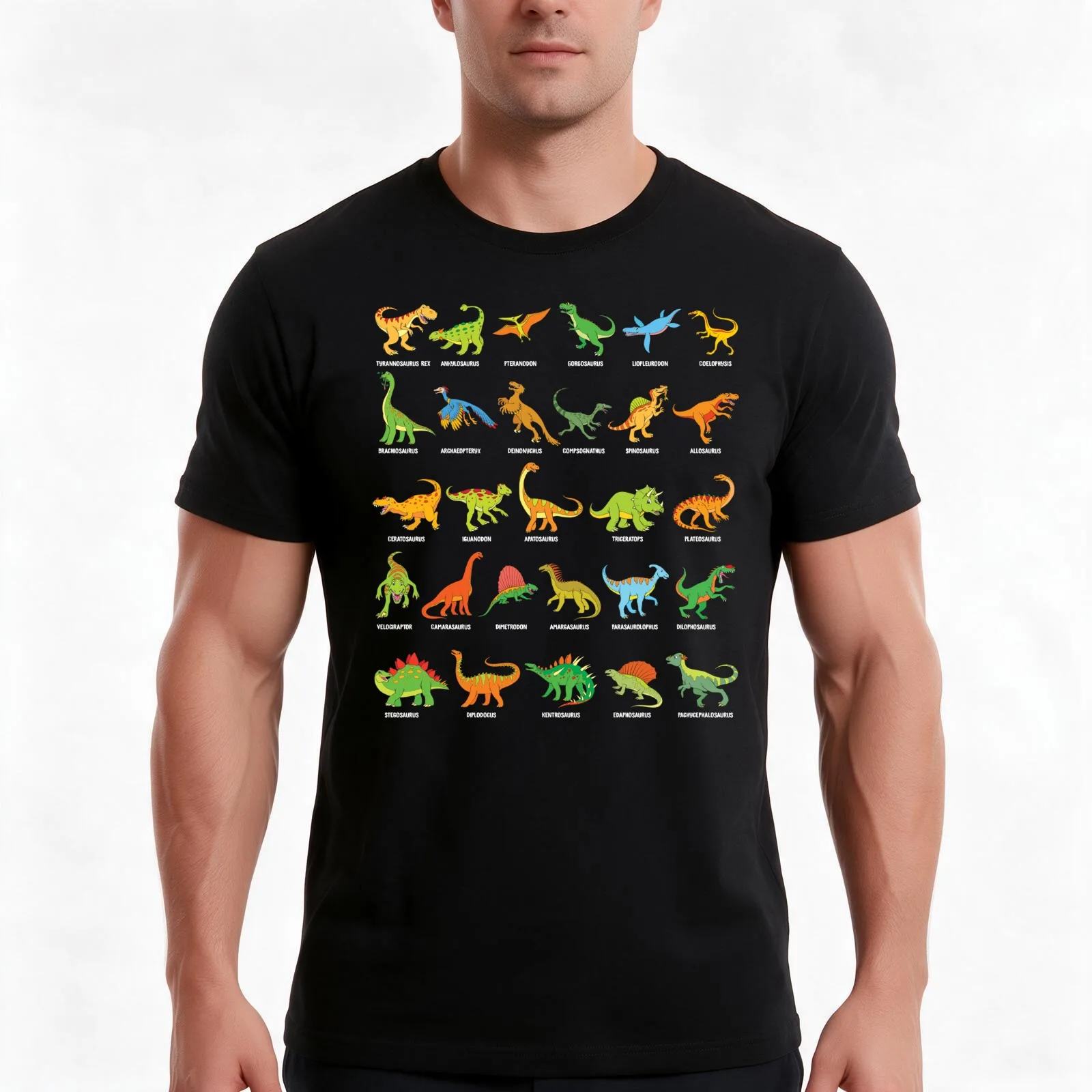 Popular Dinosaur Species Dino T-Rex Velociraptor Triceratops Dinosaurs T-Shirt Summer Casual Cotton Tee Vintage Graphic Print
